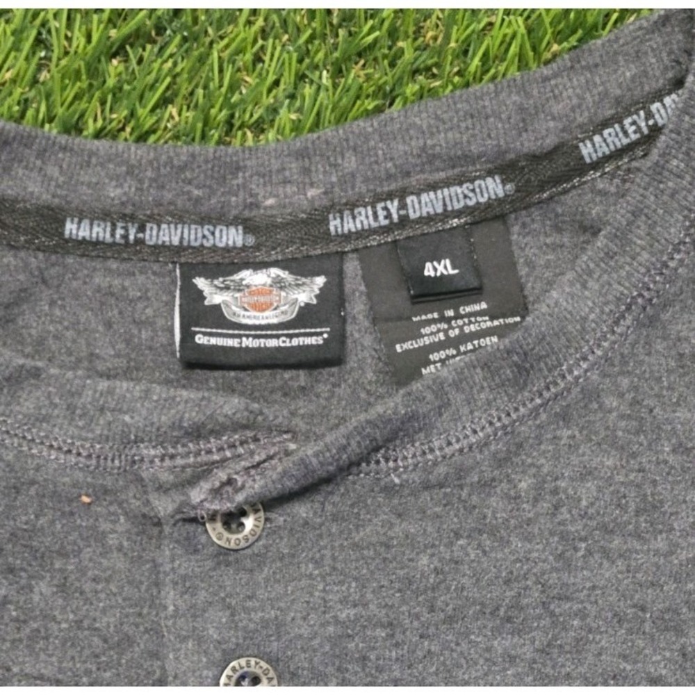 Men's‎ 2XL Harley Davidson Long Sleeve Henley Gray Embroidered Milwaukee, Wis. - Picture 3 of 4